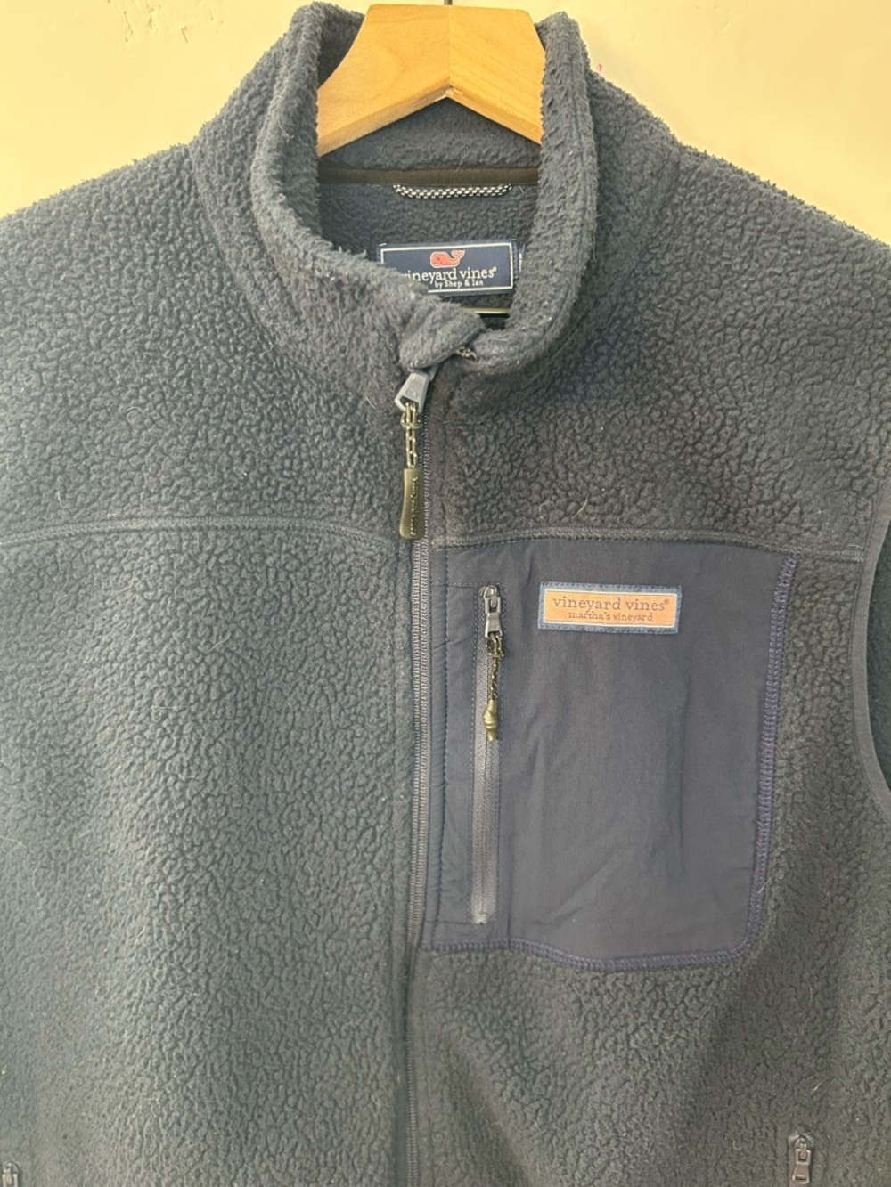 Vineyard Vines Men’s Navy Blue Stillwater Sherpa Vest, Size Large - Picture 5 of 11